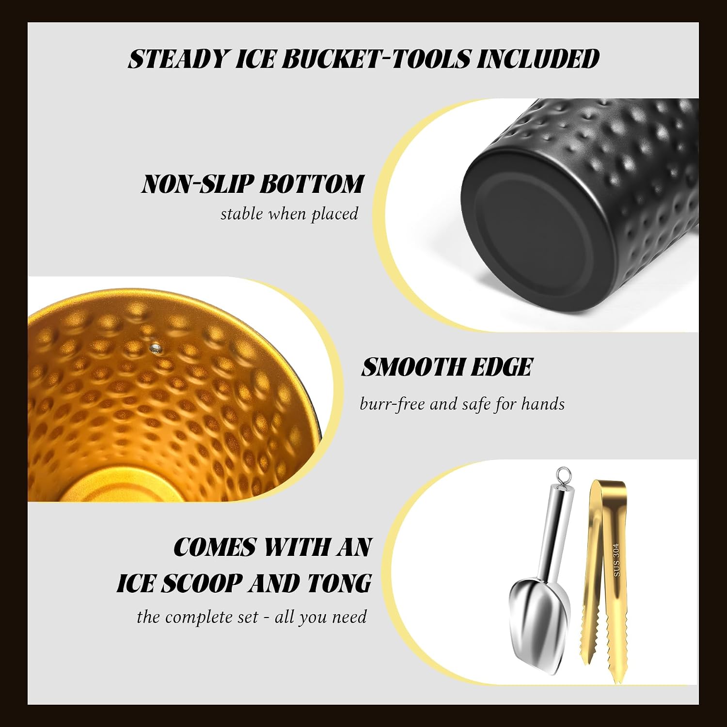 Champagne Bucket with Stand,Ice Bucket kits with Stand (Texture Black, 2 packs)
