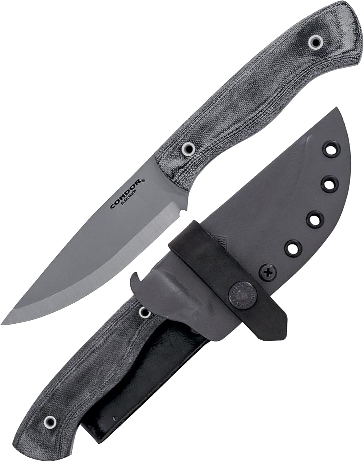 Condor Tool & Knife Ripper Fixed Blade Knife - 1095 High Carbon Steel - Kydex with Leather Belt Loop - Micarta Handle - 4.6in Blade - 3mm Thick - 9.9oz