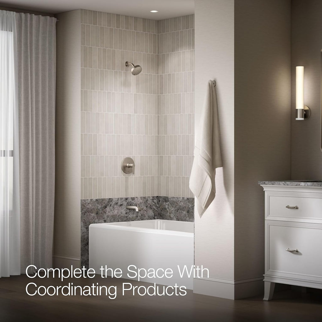 KOHLER K-TLS97074-4-BL Pitch Rite-Temp Bath And Shower Trim Set Less Showerhead, Includes Faceplate with Handle, Bath Spout, Shower Arm and Flange, Matte Black