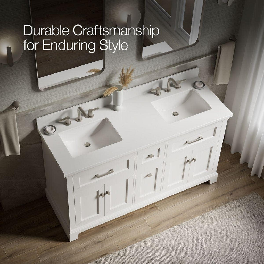 Kohler 29263-BD1-DAK Charlemont 60 in. Bathroom Vanity Cabinet with Sinks and Quartz top, Draper Oak