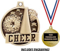 Cheerleading Medals - 1 1/2' Gold Cheer Medals, Great Kids Cheerleading Awards with Custom Engraving Prime