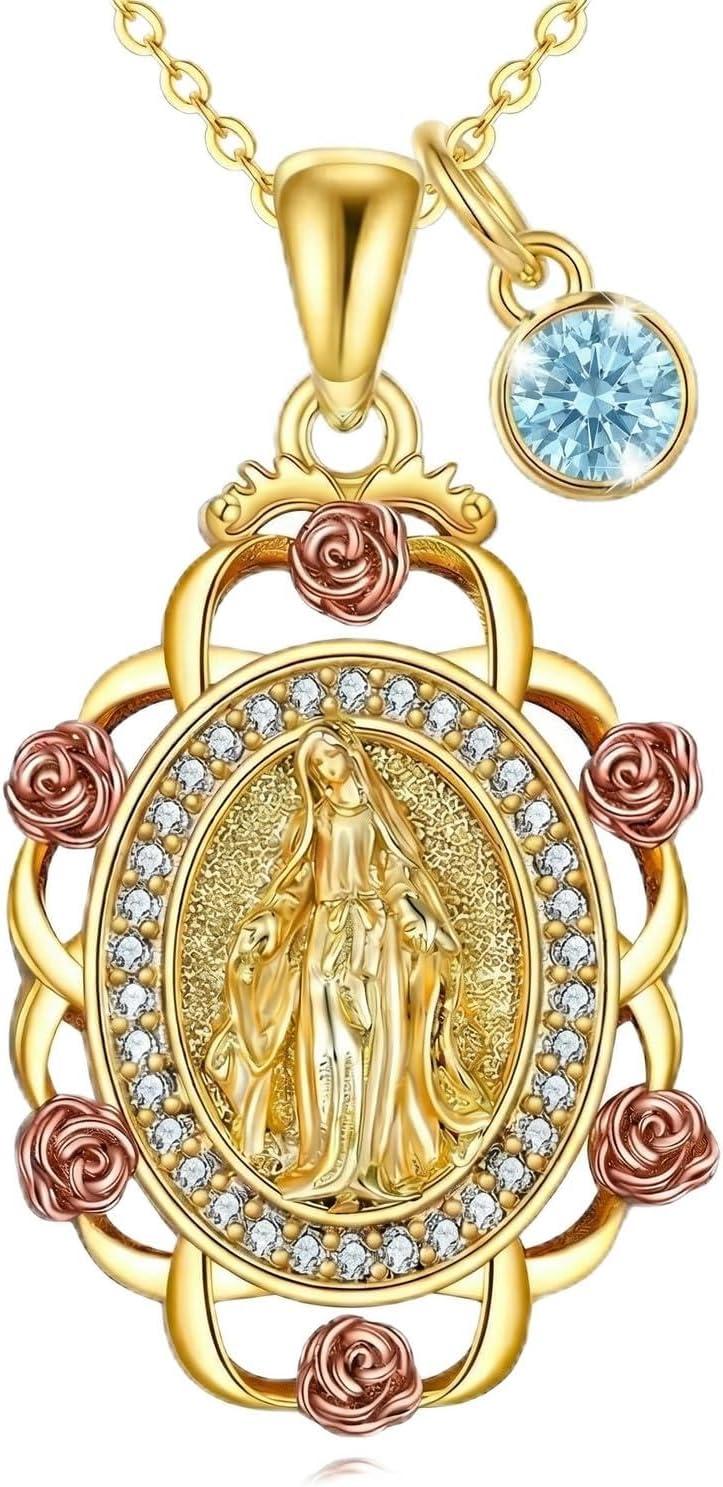 Sterling Silver St Michael/St Christopher/St Barbara/St Jude/St Dymphna/Virgin Mary Necklace Patron Saint Pendant Amulet Medal Religion Jewelry Gifts for Men Women