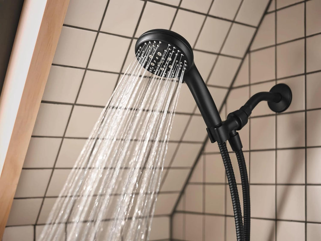 Moen 82775BL Beric Single-Handle Tub and Shower Faucet with Handshower and Metal Hose, Valve Included, IPS Tub Spout, Matte Black