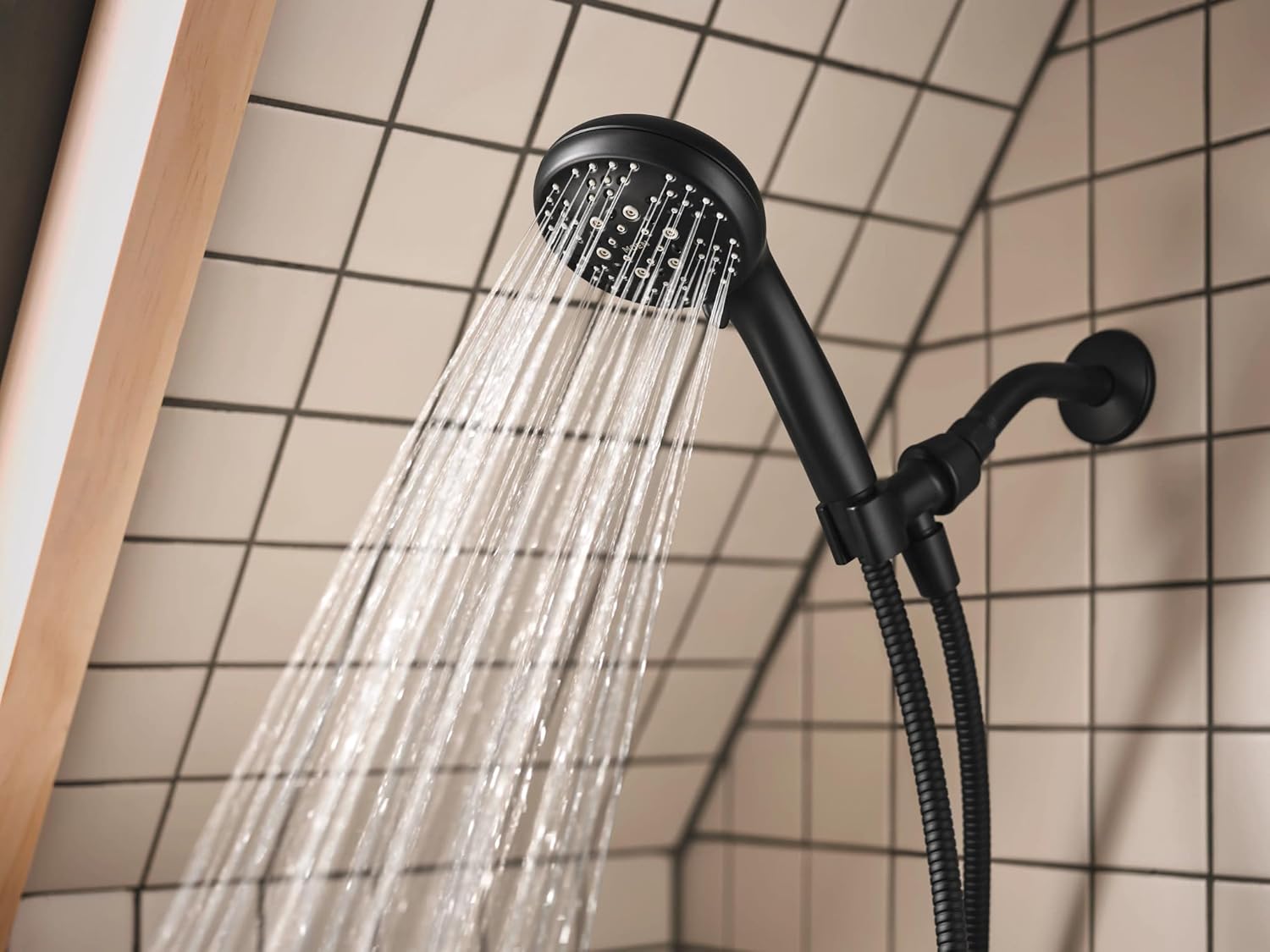 Moen 82775BL Beric Single-Handle Tub and Shower Faucet with Handshower and Metal Hose, Valve Included, IPS Tub Spout, Matte Black