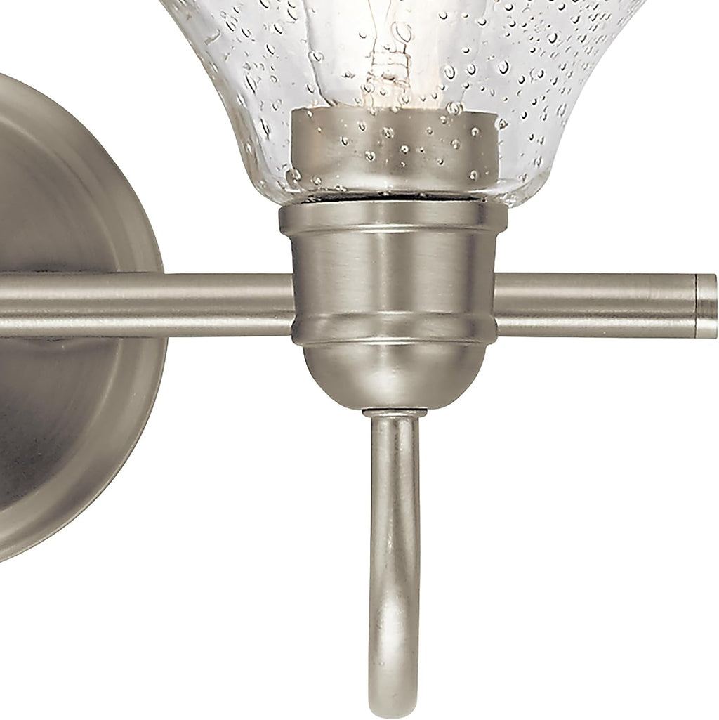 Kichler Avery 14.75' 2 Light Bathroom Vanity Light in Brushed Nickel, Vintage Bathroom Wall Mount Fixture with Clear Seeded Glass, (14.75' W x 9.25' H), 45972NI