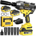 21V Cordless Impact Wrench - 1600Ft-lbs(2100N·m) Heavy Duty High Torque Brushless 3/4 Impact Gun with 2 x 4.0Ah Batteries & Fast Charger 3/4' to 1/2' Adapter & 5 Sockets for Car Industrial