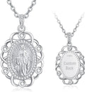 AENEAS 925 Sterling Silver Virgin Mary Necklace for Women, Lady of Guadalupe Virgin Mary Pendant Necklace, Miraculous Medal Religious Christian Jewelry Gift for Mom Wife Her Birthday Anniversary Special Occasions