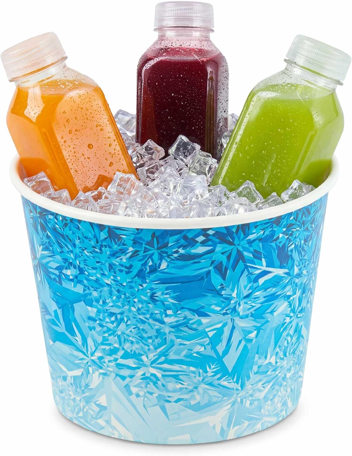 Restaurantware Paper Ice Buckets 100 Count 5 lb Leak-Resistant Disposable Ice Holders for Hotels Insulated Wide Mouth Round Containers for Events and Catering Blue