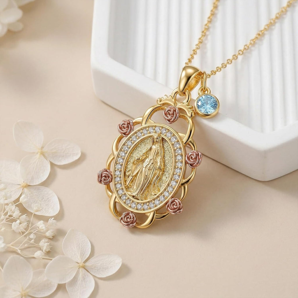 Sterling Silver St Michael/St Christopher/St Barbara/St Jude/St Dymphna/Virgin Mary Necklace Patron Saint Pendant Amulet Medal Religion Jewelry Gifts for Men Women
