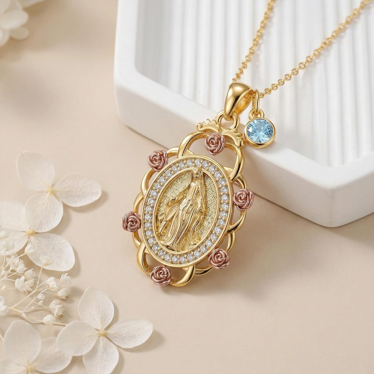 Sterling Silver St Michael/St Christopher/St Barbara/St Jude/St Dymphna/Virgin Mary Necklace Patron Saint Pendant Amulet Medal Religion Jewelry Gifts for Men Women