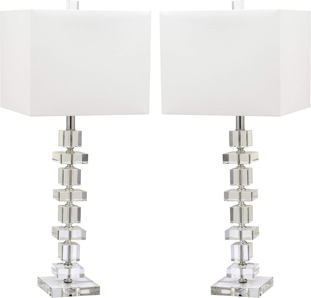 SAFAVIEH Lighting - Deco 28.5' Crystal Table Lamp Set of 2 with USB Charging Port, Chrome Bedroom Living Room Home Office Lighting, LED Bulbs Included (LIT4169A-SET2-U)