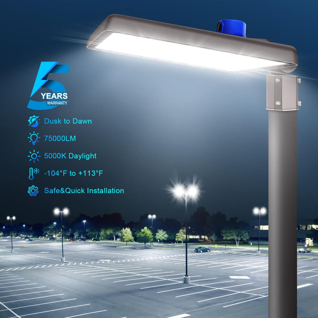 480W LED Parking Lot Light,72000LM 5000K Dusk to Dawn Security Flood Lights, IP65 Waterproof Commercial Slip Fitter Pole Mount 100V-277V for Car Lots, Stadium, Arena, Hospital
