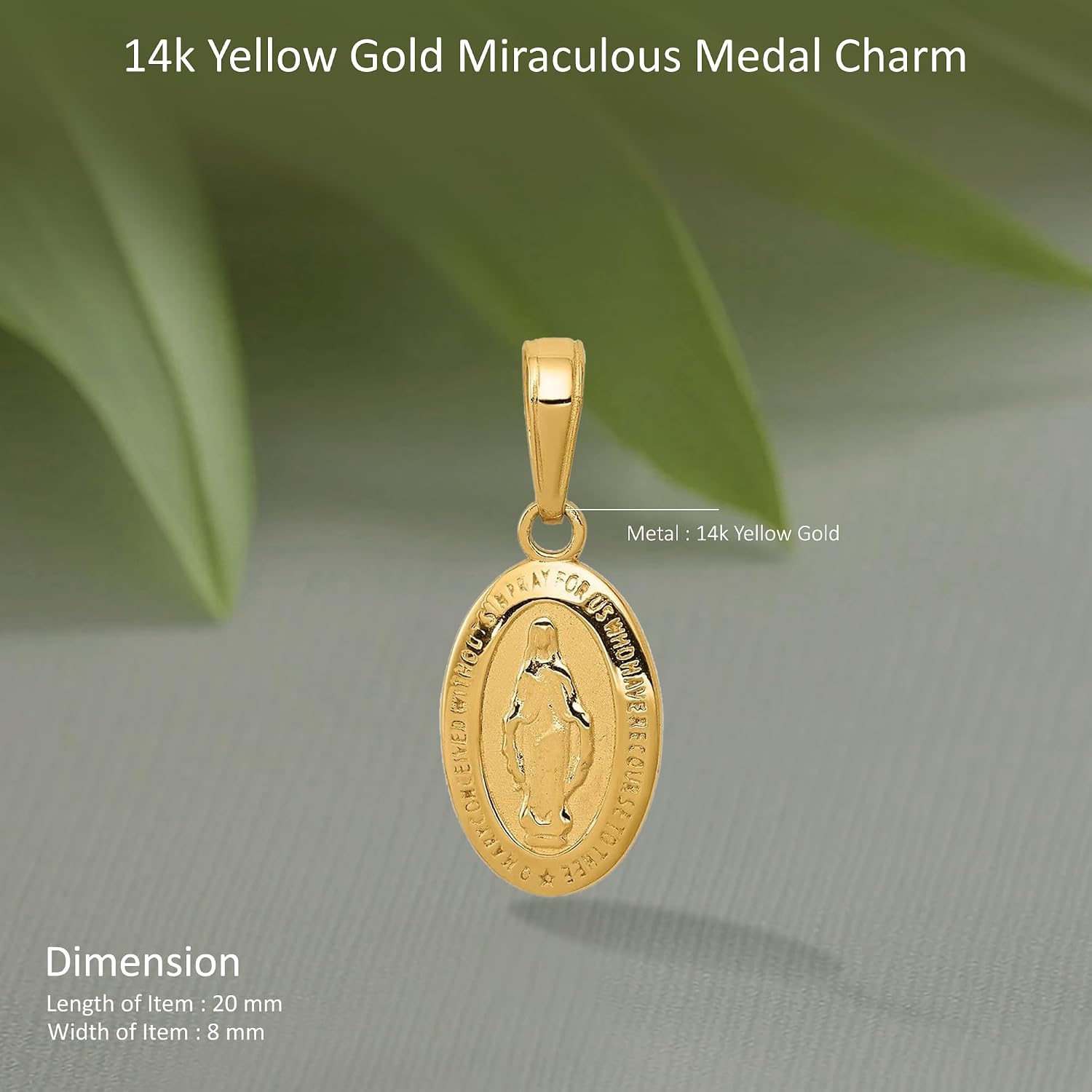 Diamond2Deal 14k Gold Miraculous Medal Charm