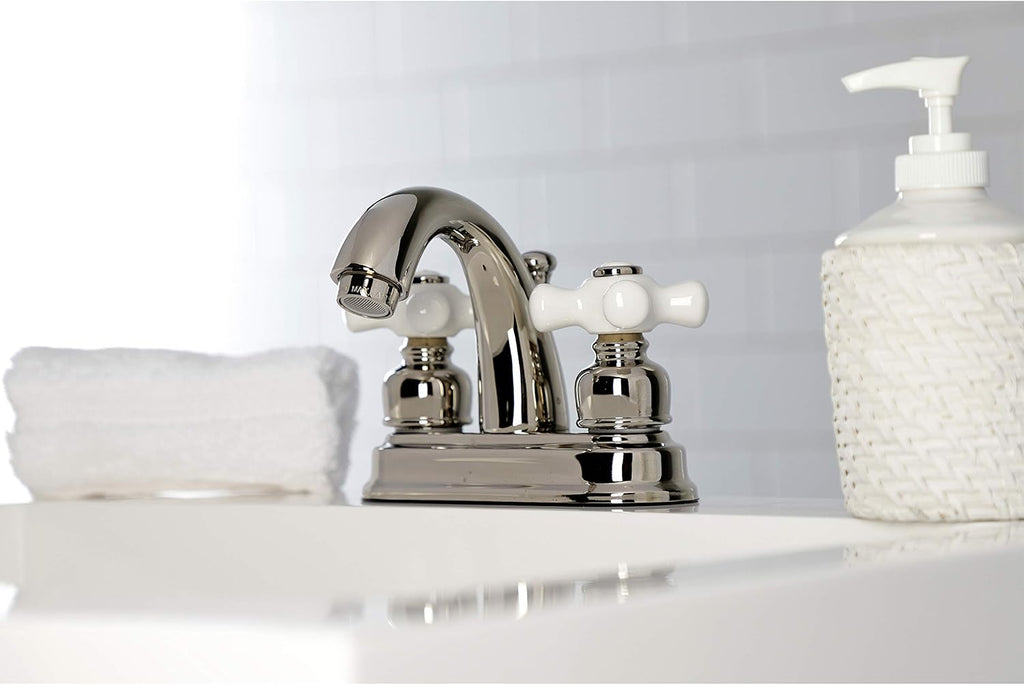 Kingston Brass KB5616PX Restoration 4 in. Centerset Bathroom Faucet, Polished Nickel