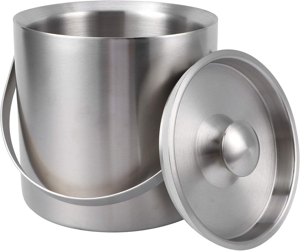 ice Bucket,Bucket with lid, Ice Buckets for Parties Stainless Steel with Lid, Champagne Bucket, 3L with Lid Portable Double-Wall Ice Barrel Bar Area for Bar Hotel Party Use
