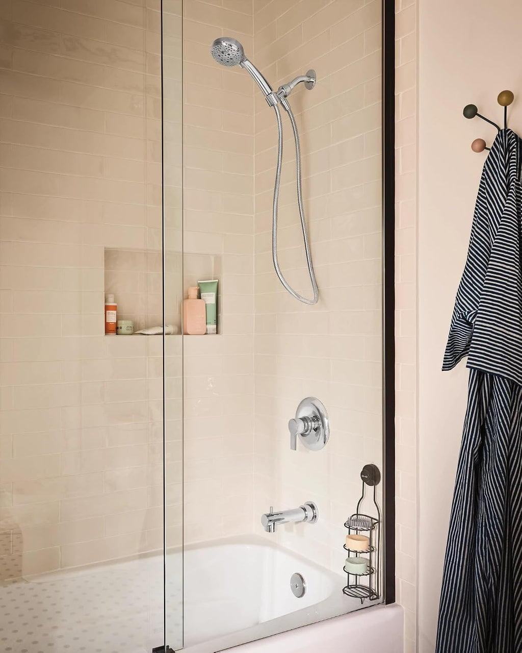 Moen Meena Chrome Single Handle Modern Bathtub and Shower Faucet with Handshower, Lever Handle, Tub Spout and Valve Included, 82618
