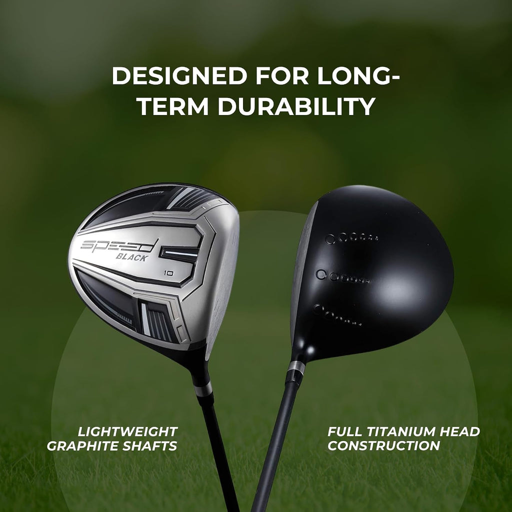Speed System Golf Titanium Driver Golf Club, Loft Lightweight Graphite Shaft, Oversized Sweet Spot, Aerodynamic, USGA Conforming Mens Driver + Deluxe Headcover
