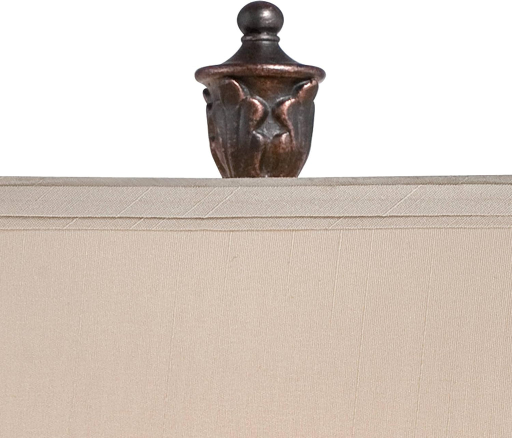 Regency Hill Exeter Traditional 3-Way Table Lamps 30' Tall Set of 2 with Table Top Dimmers Bronze Wood Carved Leaf Creme Rectangular Shade for Cottage Core Living Room Bedroom House Nightstand