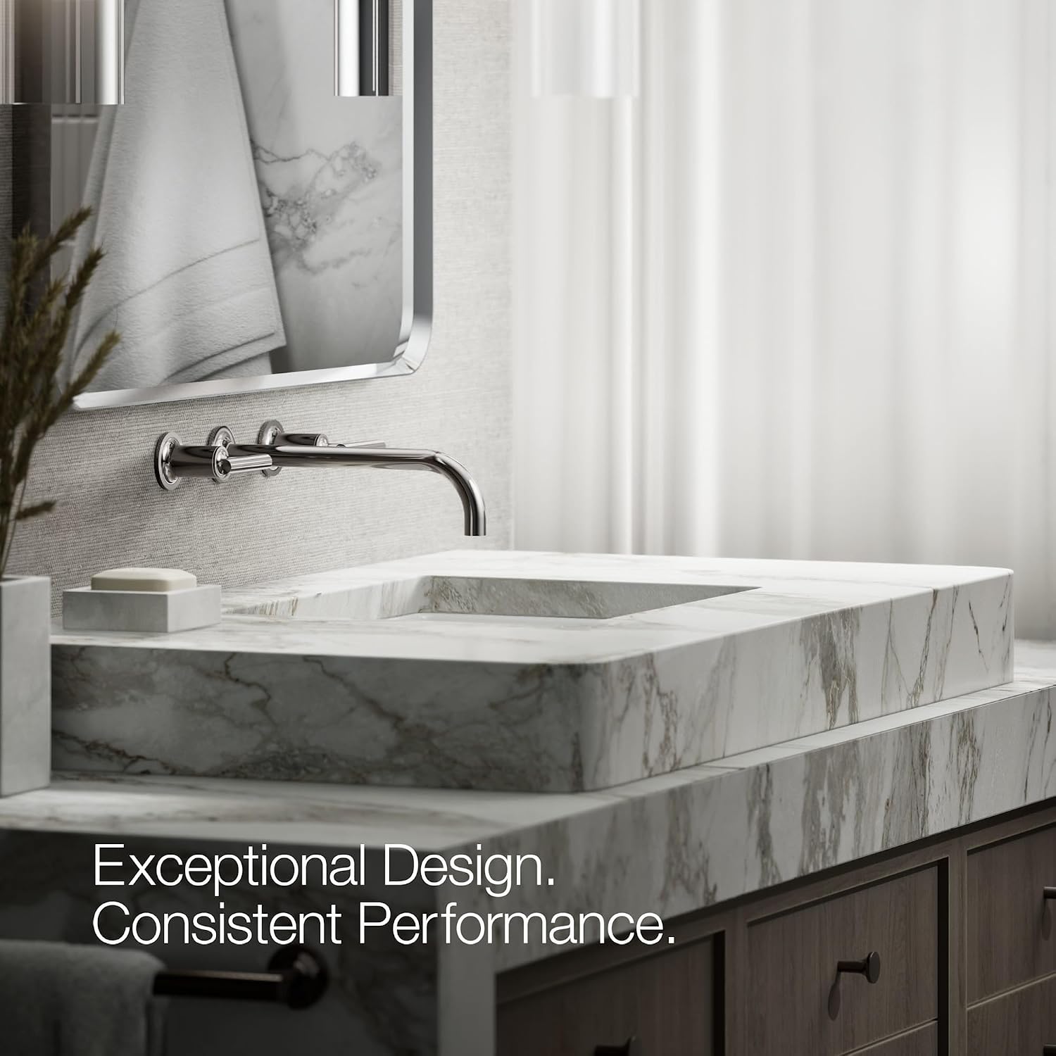 Kohler K-T14414-4-CP Purist Wall Mount 9' Bathroom Faucet Trim with Lever Handle