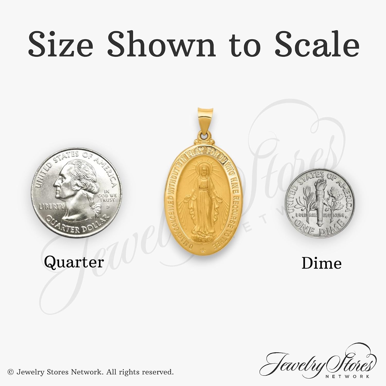 14k Gold Virgin Mary Miraculous Medal Pendant - Oval Mother Mary Necklace Charm with Sacred Words - Handcrafted Religious Jewelry Made in USA - Traditional Catholic Design