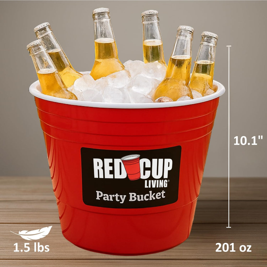 Reusable Red Plastic Ice Bucket for Parties - Large Beverage Tub, Wine Cooler, Beer Bucket, Drink Holder for Indoor/Outdoor Bars, Galvanized Tubs, Party Celebration, 201 Oz (Pack of 36)