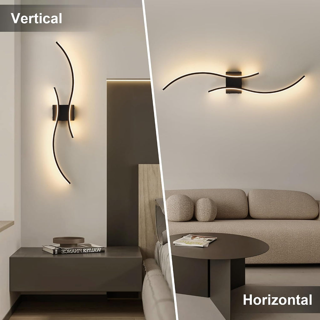 Battery Operated Wall Sconces Set of Two with Remote Control, Battery Wall Light, Stepless Colors 3000K-6000K & Dimming, Black Rechargeable Wall Sconces for Living Room, Hallway, Bedroom, 39.3 Inch