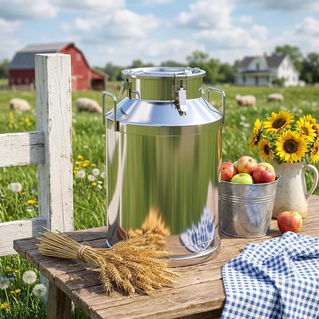 16 Gallon Stainless Steel Milk Can 60L Milk Jug | Food-grade Stainless Steel Container, Milk Bucket, Water Jug, Silicone Sealed Lid, Heavy Duty