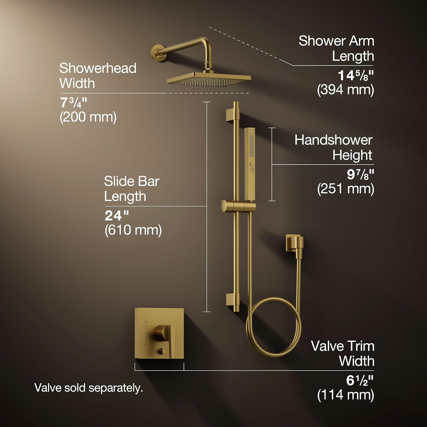 Kohler K-26273-Y-2MB Honesty Shower Kit with Showerhead, Handshower, and Trim, 2.5 gpm, Vibrant Brushed Moderne Brass