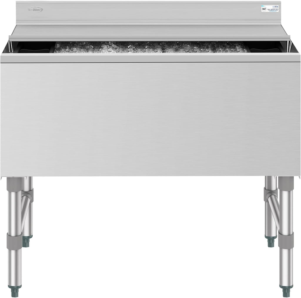 KoolMore 36 Inch Commercial Stainless Steel Underbar Ice Bin with Siding Lid, NSF Certified (KM-UIB-1836)