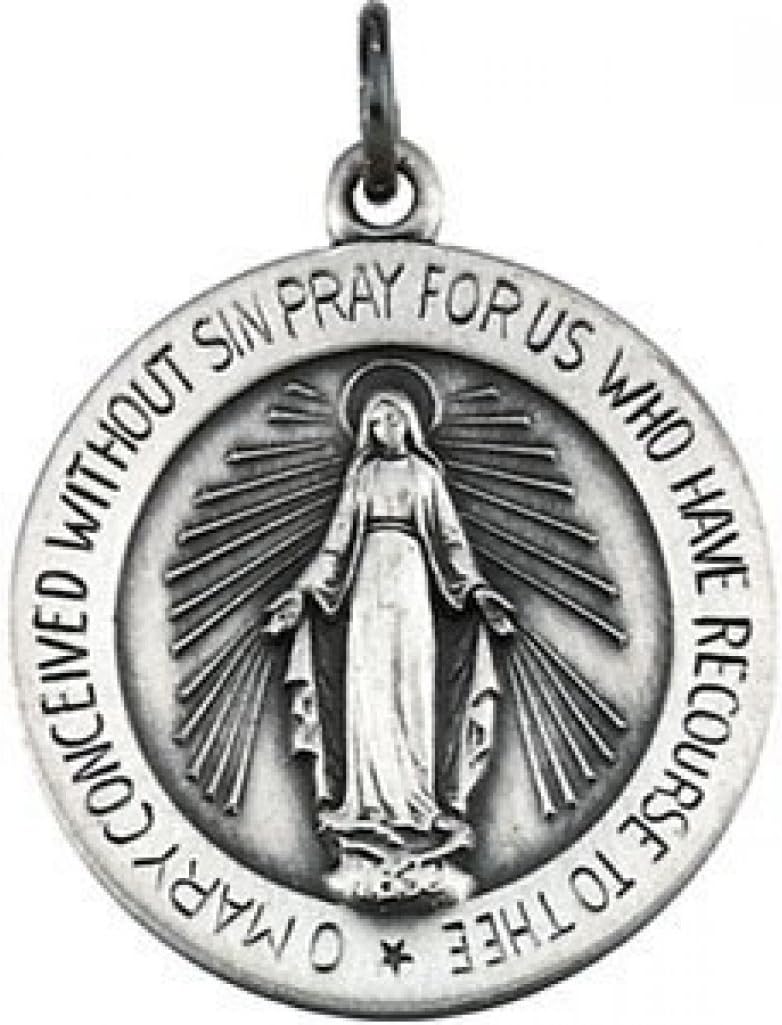 PicturesOnGold.com Miraculous Medal - 14k Yellow Gold- 1/2 Inch X 1/2 Inch