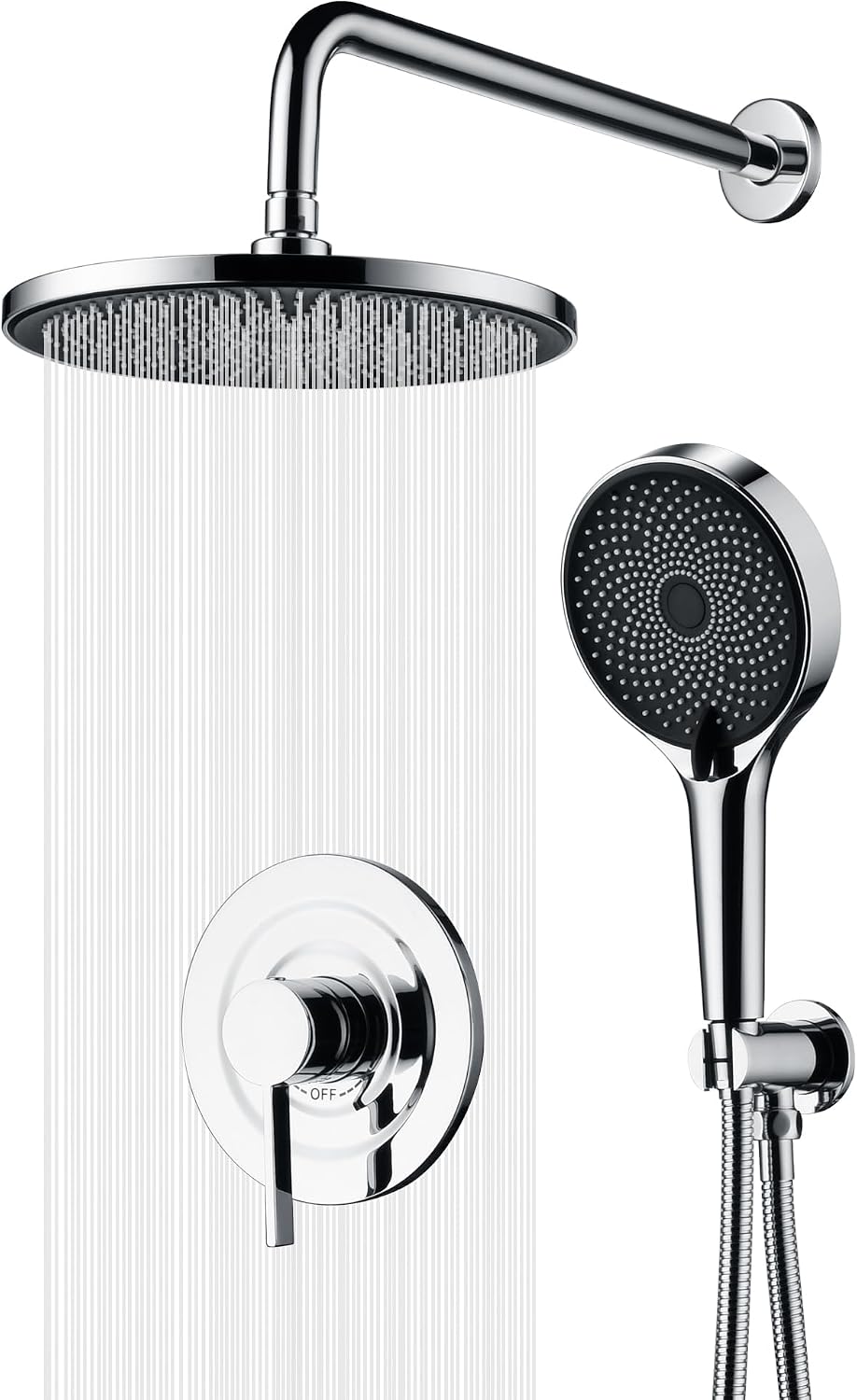 sumerain Shower System Concealed Shower Faucet Set, Rainfall Shower Faucet Complete with Handheld,Rough-in Valve and Trim Kit, Chrome
