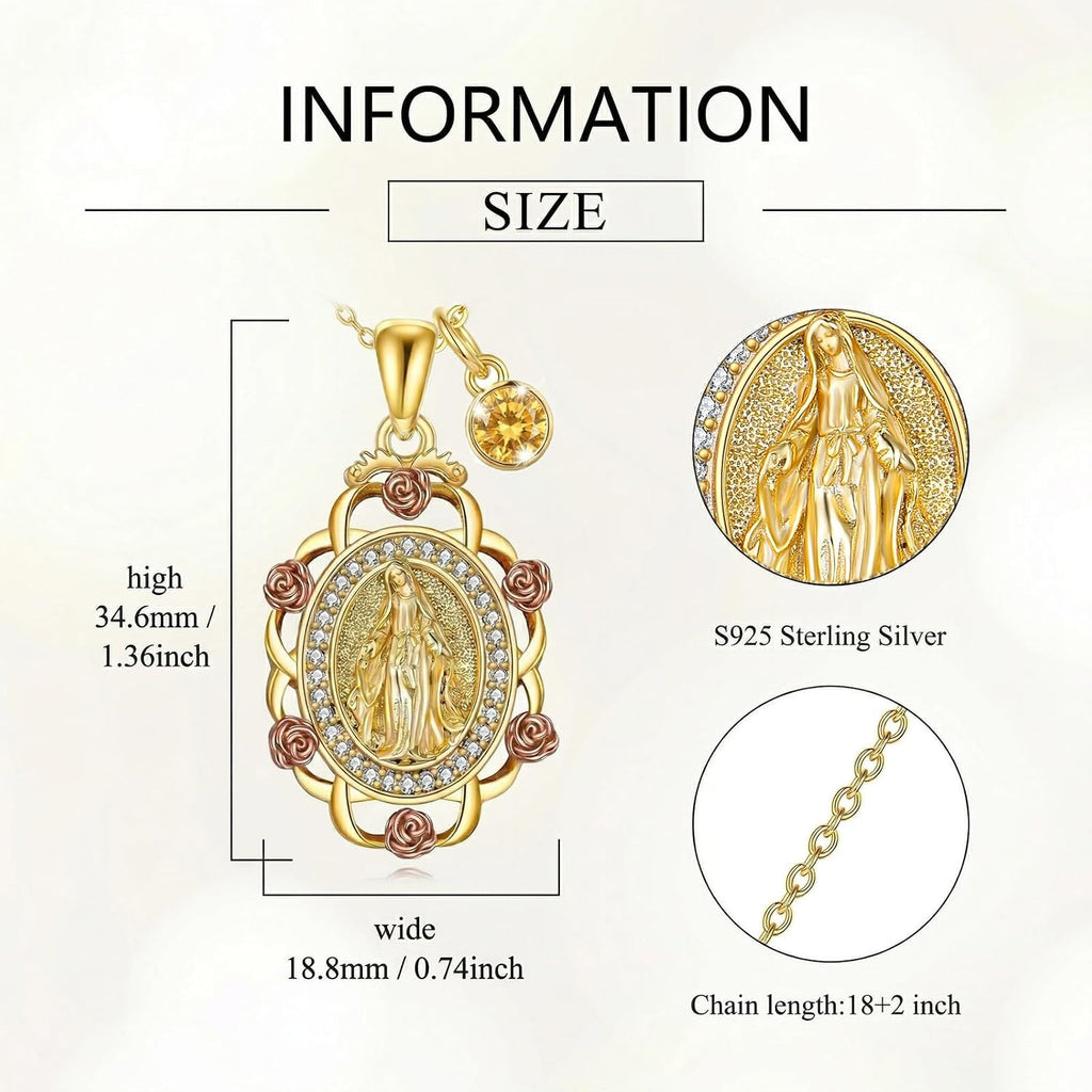 Sterling Silver St Michael/St Christopher/St Barbara/St Jude/St Dymphna/Virgin Mary Necklace Patron Saint Pendant Amulet Medal Religion Jewelry Gifts for Men Women