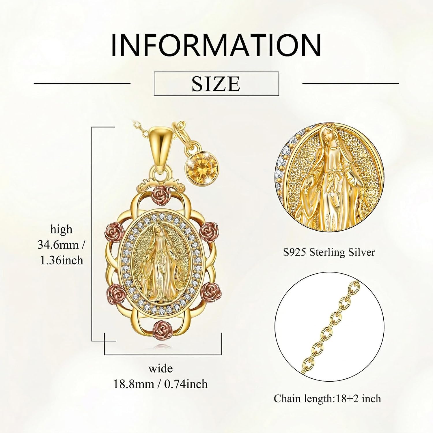 Sterling Silver St Michael/St Christopher/St Barbara/St Jude/St Dymphna/Virgin Mary Necklace Patron Saint Pendant Amulet Medal Religion Jewelry Gifts for Men Women