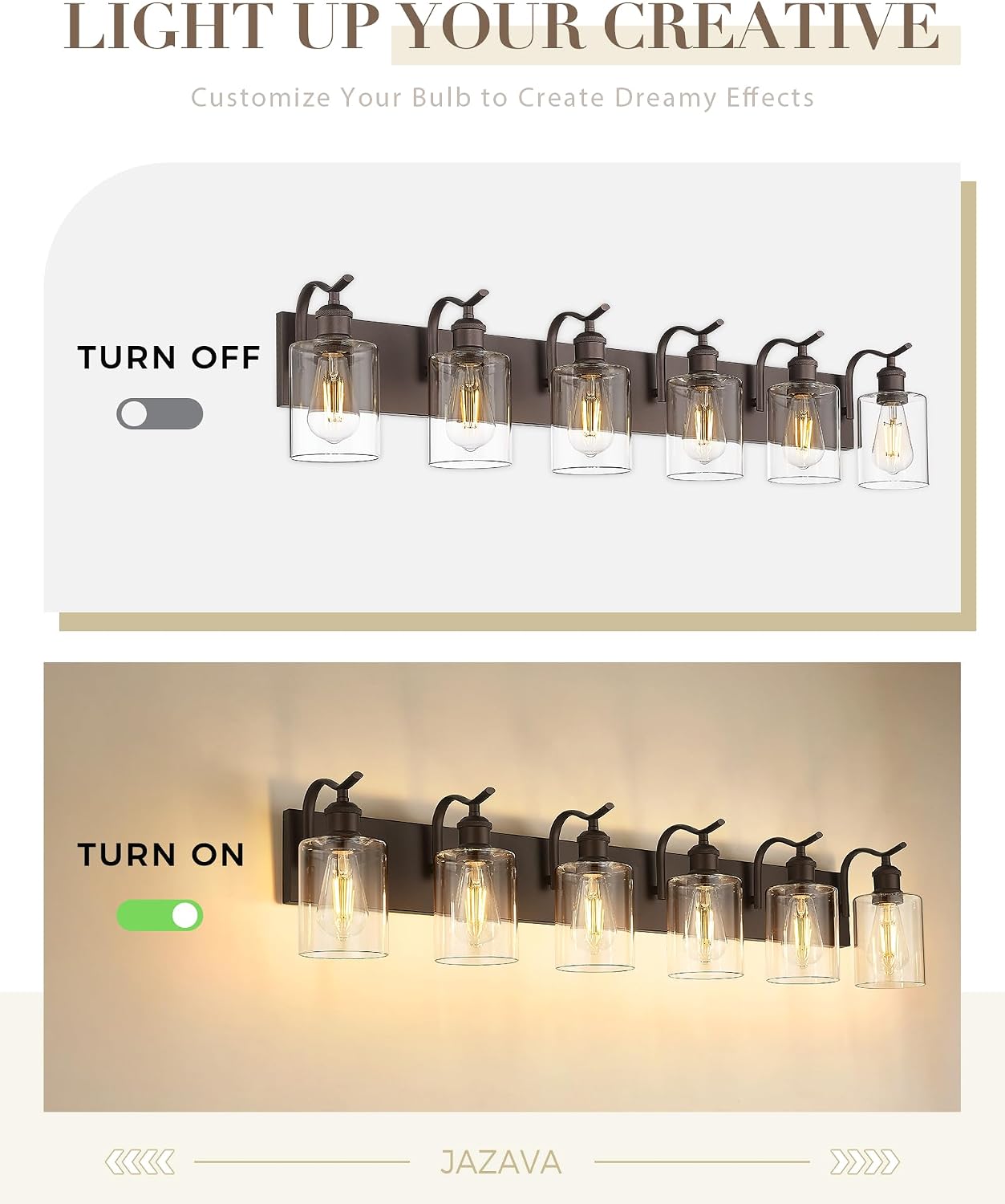 Bathroom Vanity Light Fixtures 6-Light Clear Glass Modern Wall Mounted Over Mirror Oil Rubbed Bronze - VL01ORB-6