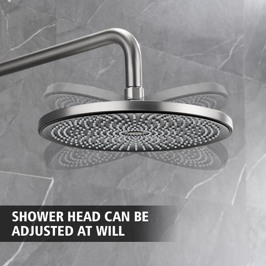 sumerain Concealed Shower Faucet Sets with 10 inch Rainfall Shower Head, Brushed Nickel Shower Fixtures with Rough-in Valve and Trim Kit