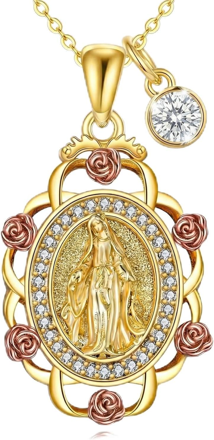 Sterling Silver St Michael/St Christopher/St Barbara/St Jude/St Dymphna/Virgin Mary Necklace Patron Saint Pendant Amulet Medal Religion Jewelry Gifts for Men Women