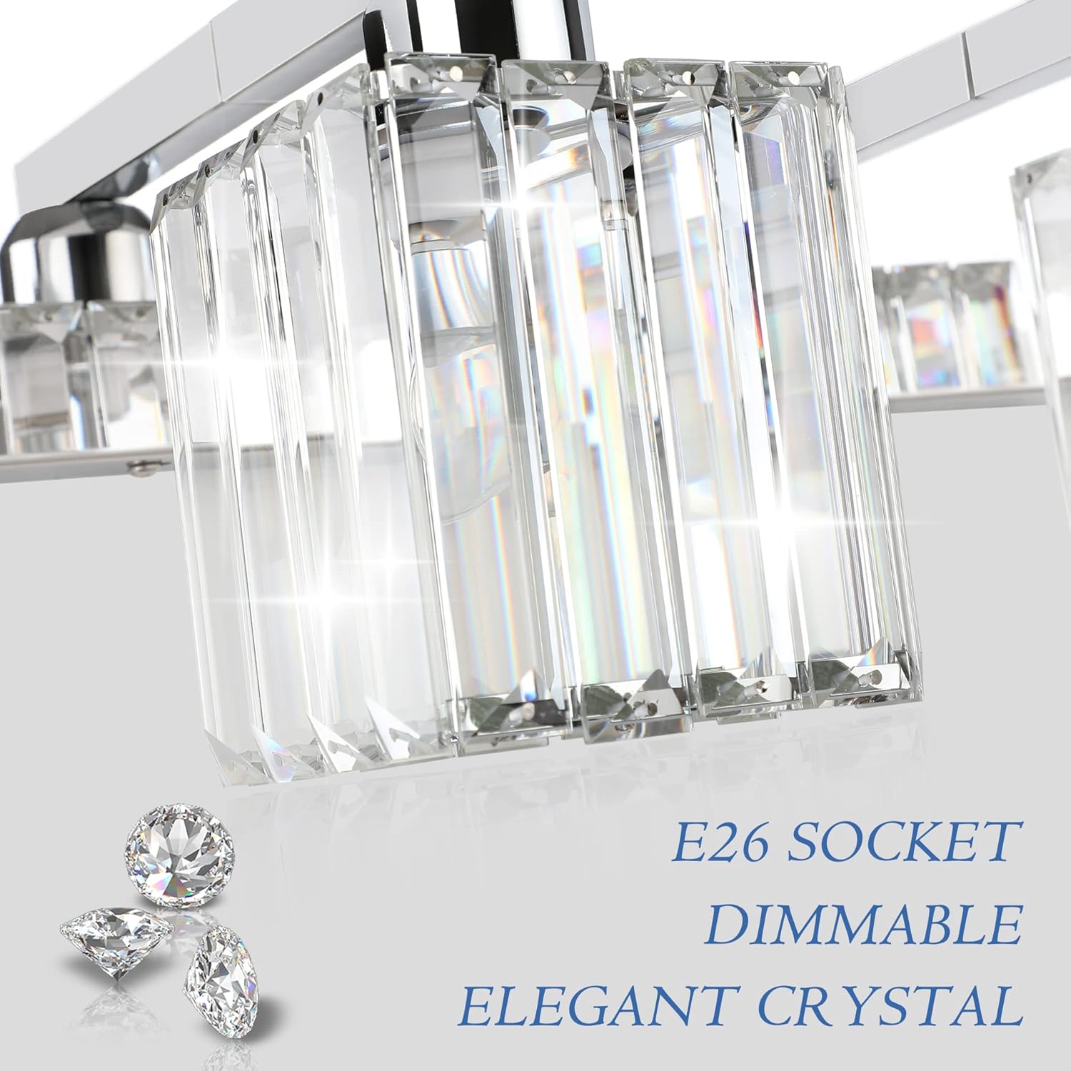 Aipsun Bathroom Light Fixtures Crystal Modern Vanity Lighting Fixtures 4 Light Chrome Bathroom Vanity Light (Exclude Bulb)