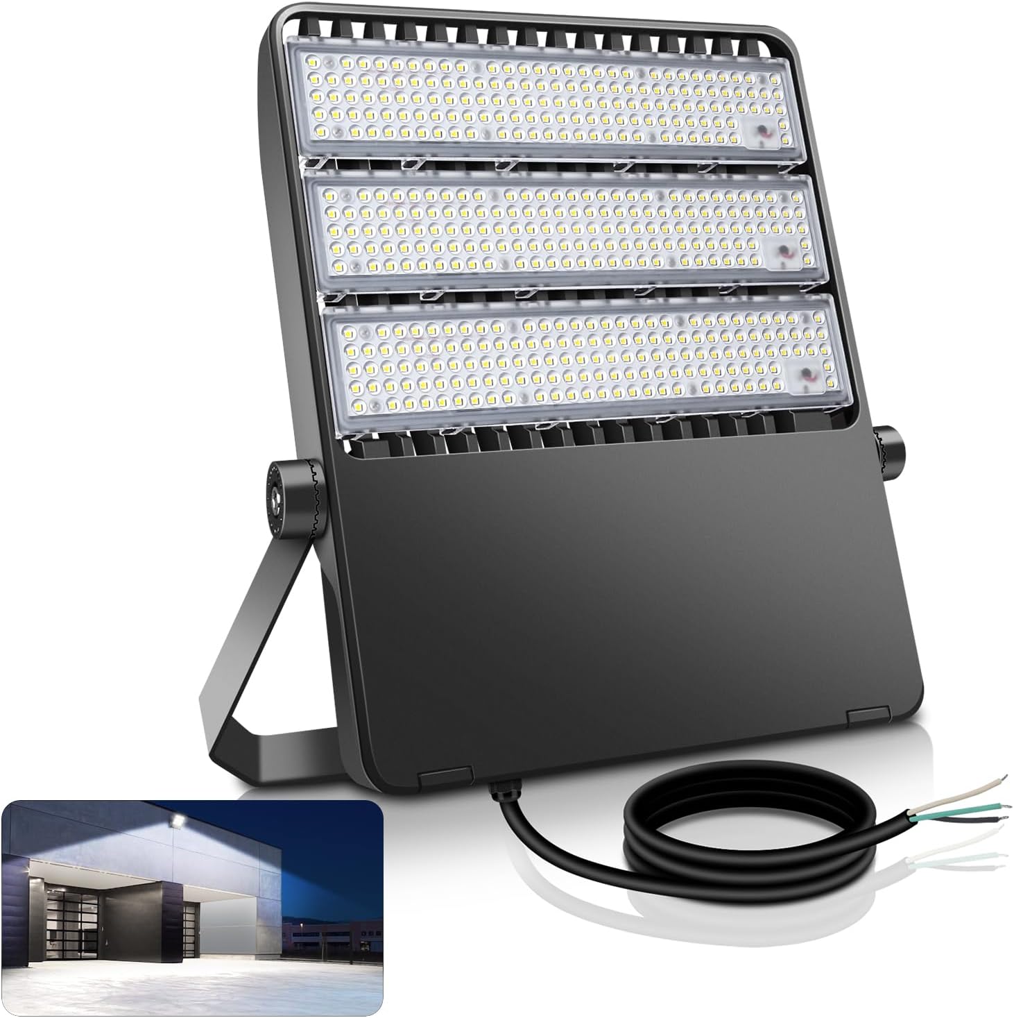 52200LM LED Stadium Flood Light Commercial Eqv 2400W Super Bright 145LM/W 5500K 360W LED Arena Light Outdoor 85-277V IP65 Waterproof Backyard Wall Yoke Mount Fixture 2 Pack