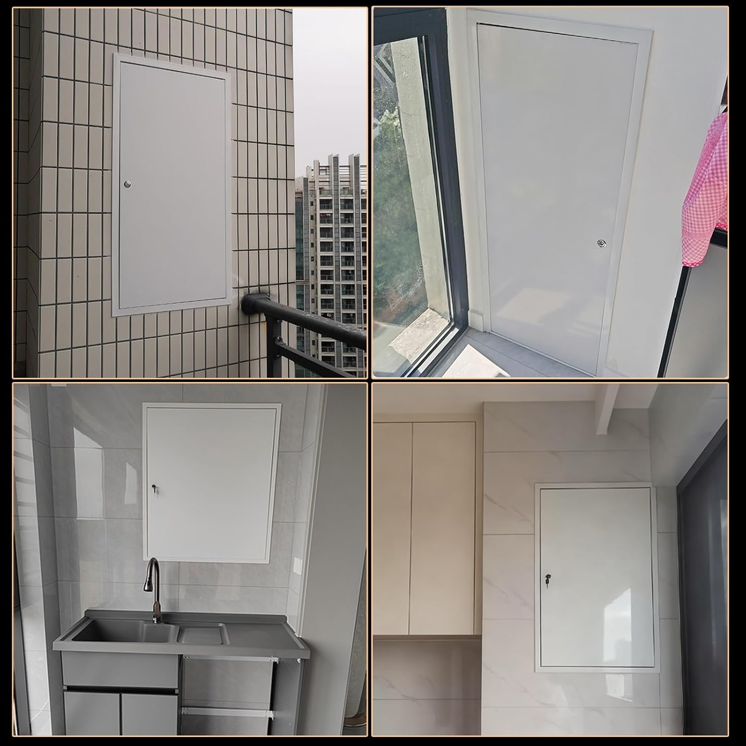 LXLZYXSF Drywall Access Panel Cover with Key, White Aluminum Access Door Lockable, Metal Plumbing Inspection Hatch, Customizable Heavy Duty Attic Door