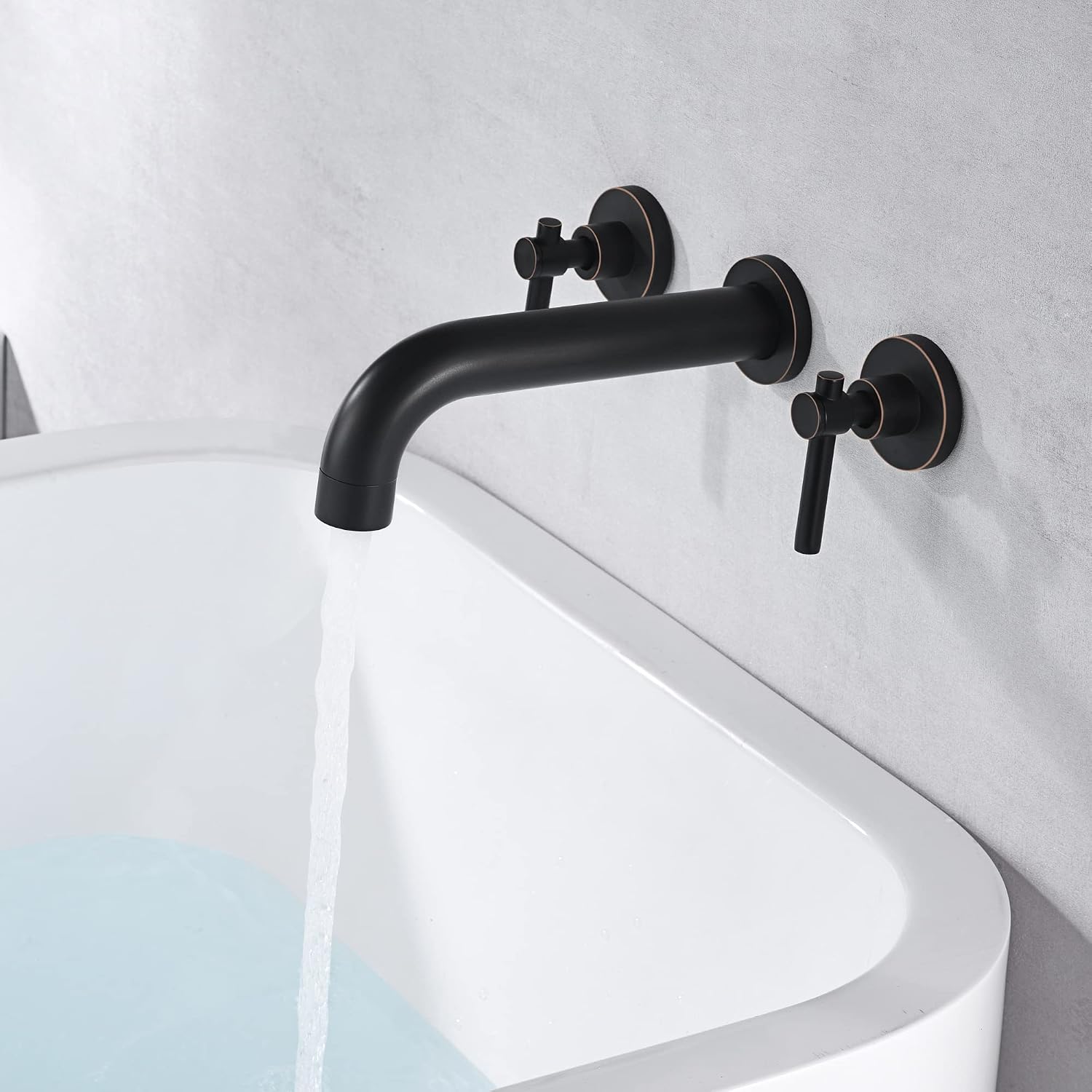 SUMERAIN Oil Rubbed Bronze Bathtub Faucet Wall Mount 3 Hole Tub Filler