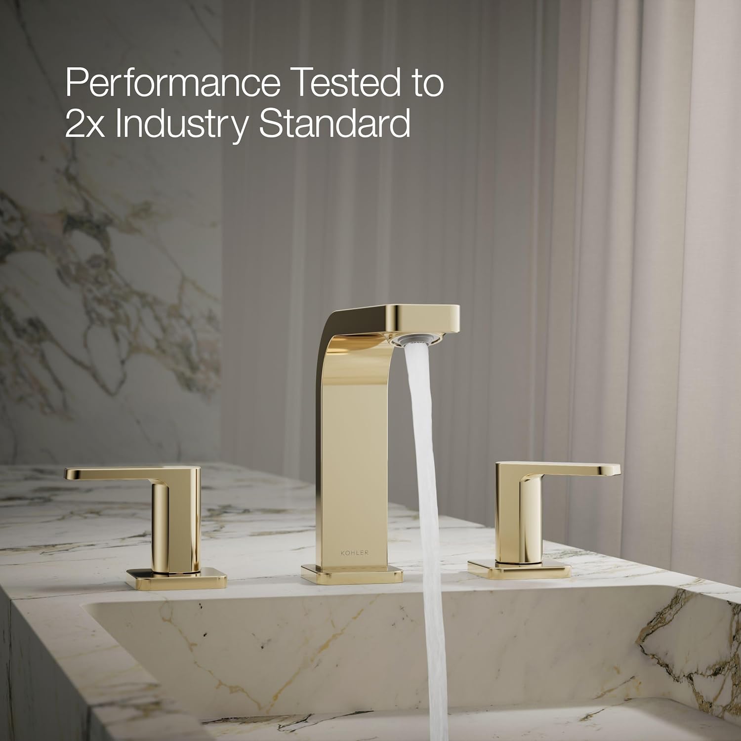 Kohler 23484-4-AF Parallel® Widespread Bathroom Sink Faucet, 1.2 gpm, Vibrant French Gold