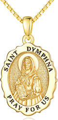 14K Gold Saint Medal Necklace for Women, Catholic Patron Saint Pendant Necklace, Christian Religious Jewelry Gift for Confirmation Baptism Communion Christmas Birthday