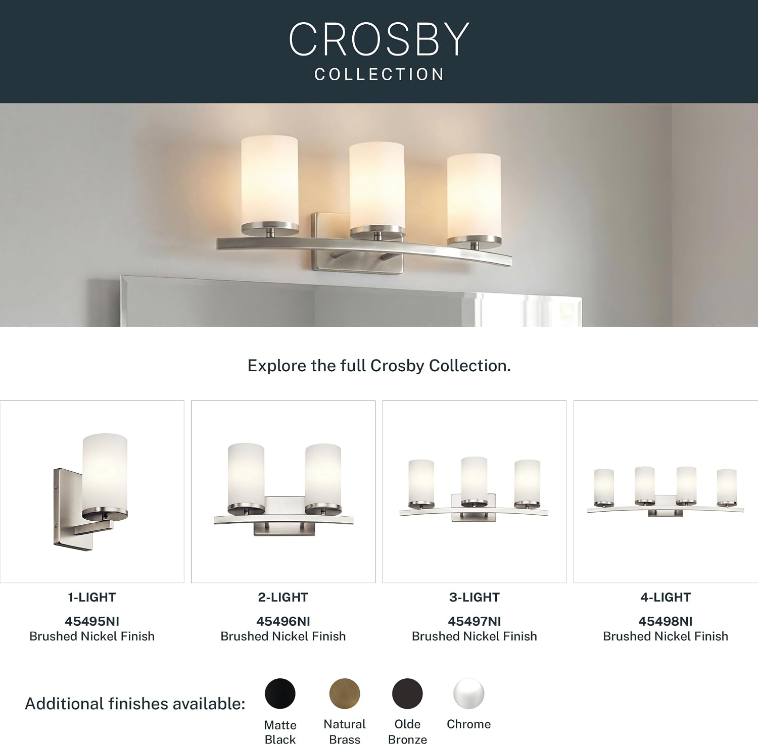 KICHLER Crosby 31' 4 Light Vanity Light Satin Etched Cased Opal Brushed Nickel