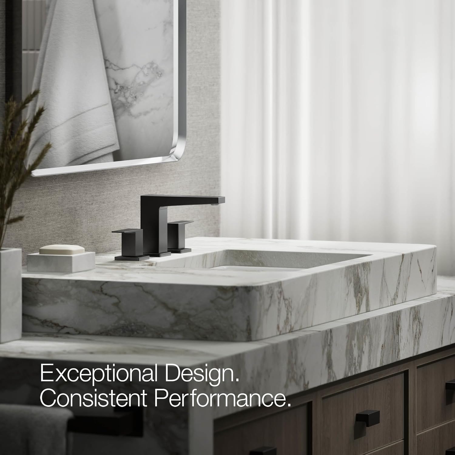 Kohler K-36786-4-BL Honesty® Widespread Bathroom Sink Faucet, Bathroom Faucets, 1.2 GPM, Matte Black
