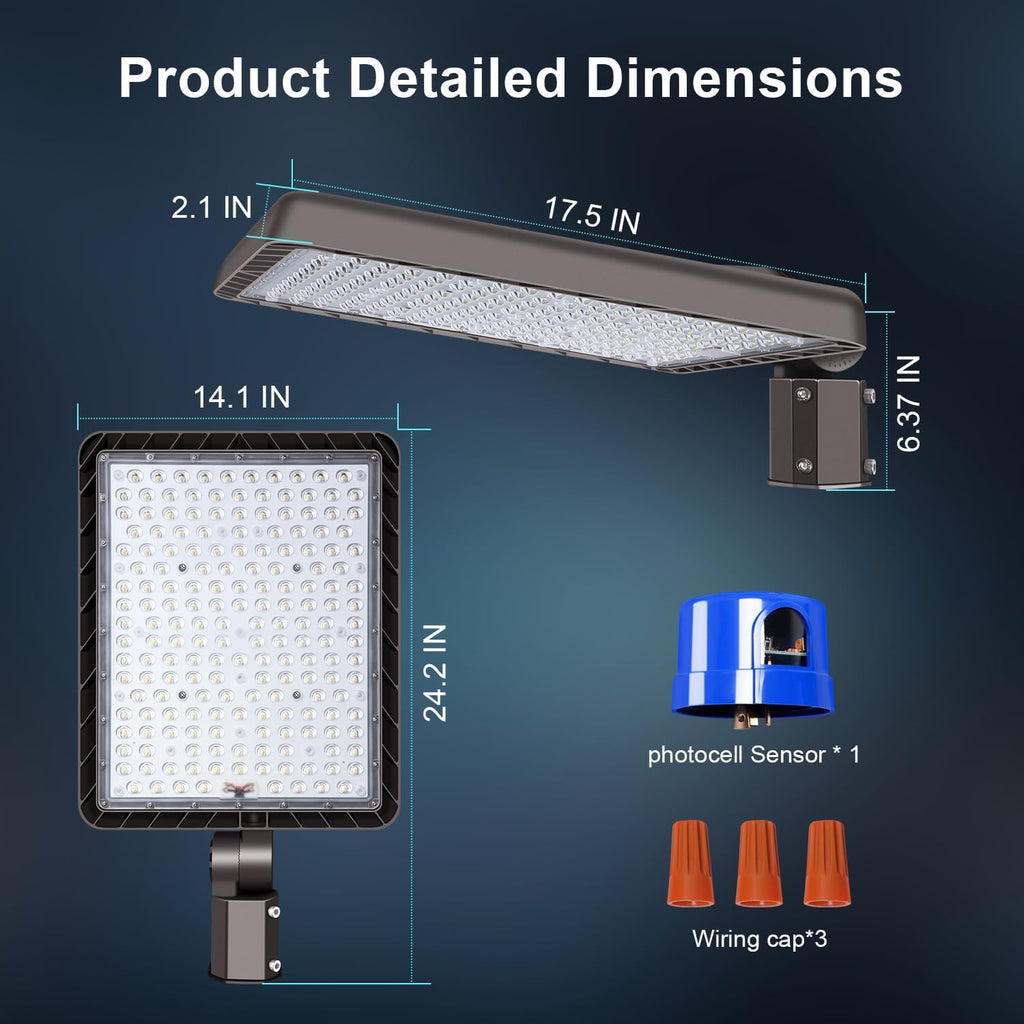 480W LED Parking Lot Light,72000LM 5000K Dusk to Dawn Security Flood Lights, IP65 Waterproof Commercial Slip Fitter Pole Mount 100V-277V for Car Lots, Stadium, Arena, Hospital