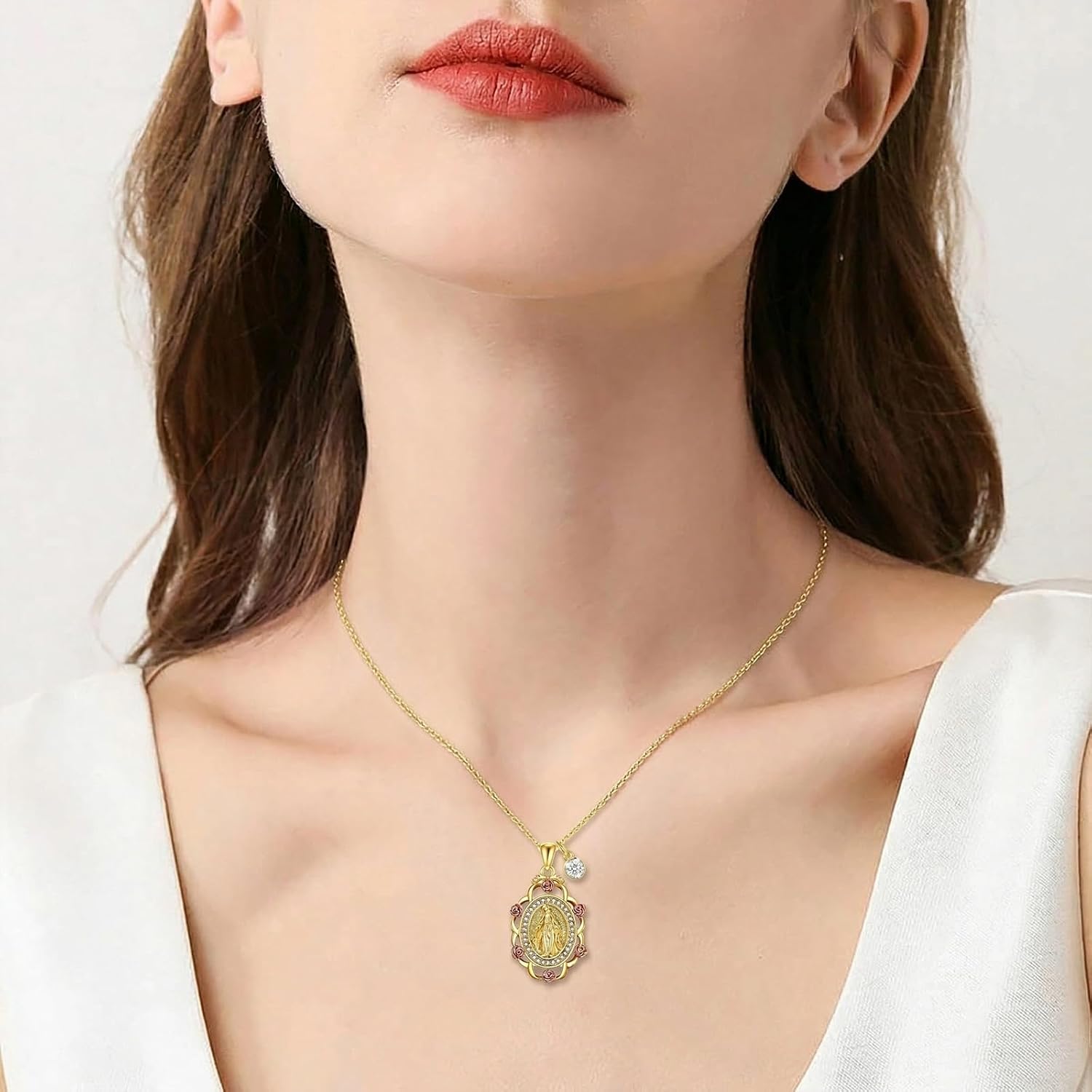 Sterling Silver St Michael/St Christopher/St Barbara/St Jude/St Dymphna/Virgin Mary Necklace Patron Saint Pendant Amulet Medal Religion Jewelry Gifts for Men Women