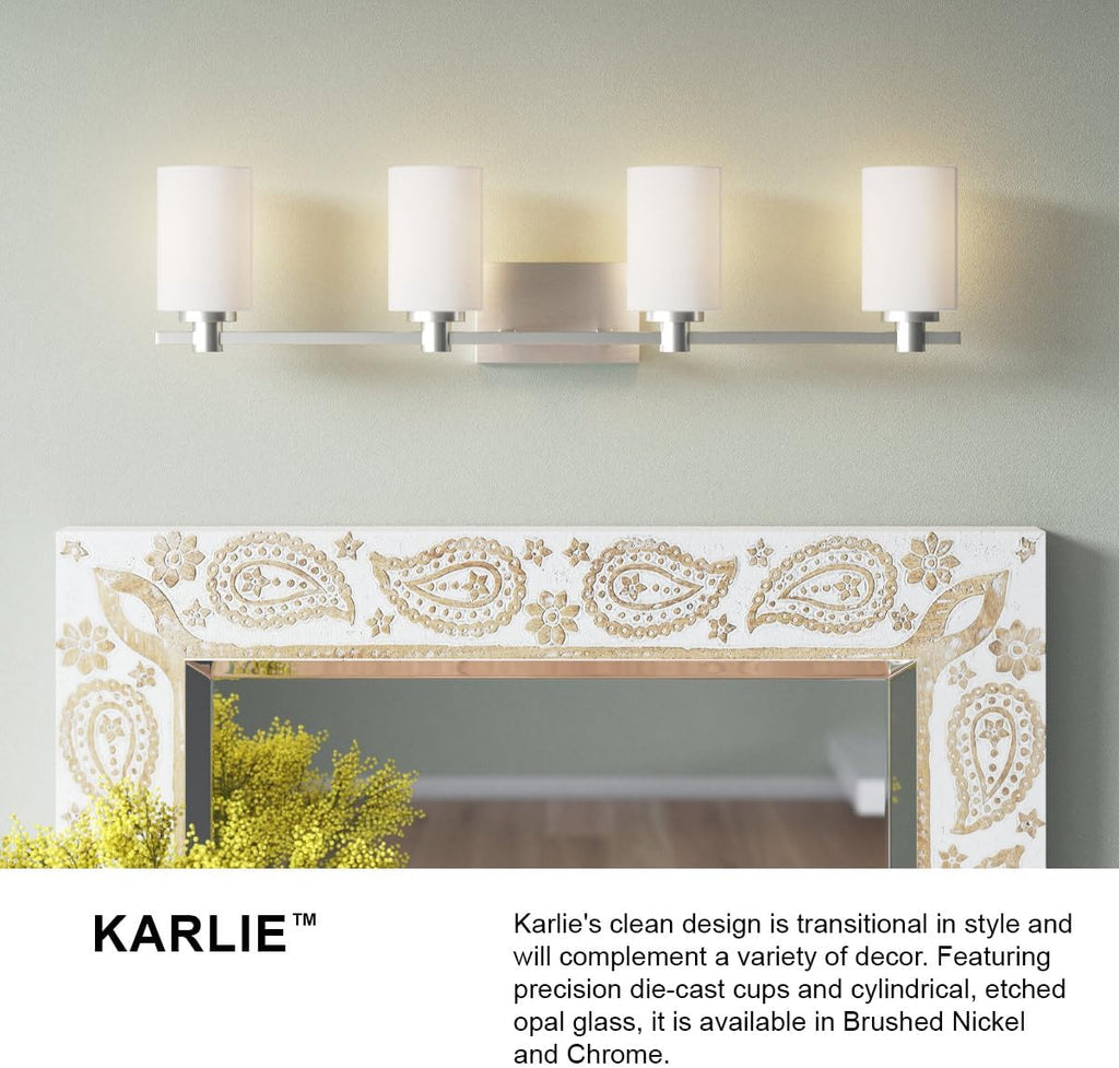 Hinkley Karlie Transitional Four Light Bathroom Vanity Fixture, Brushed Nickel