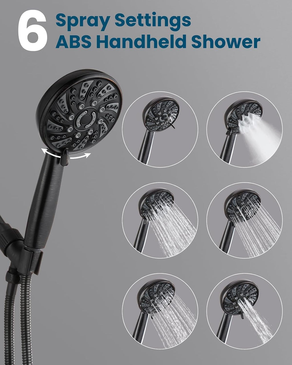 gotonovo 2 Handles Tub Shower Faucet Set,Bathtub Faucet Set with 6 Modes Handheld Spray Shower System with Tub Spout,Shower Head and Handle Set Shower Fixture Wall Mount Oil Rubbed Bronze