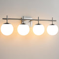 AIJIASI Bathroom Vanity Light, 4-Light Brushed Nickel Vanity Lights, 30.7 Inch Modern Bathroom Light Fixtures with Milky White Glass Globe Shade, Vanity Lighting Fixtures Over Mirror Wall Sconce