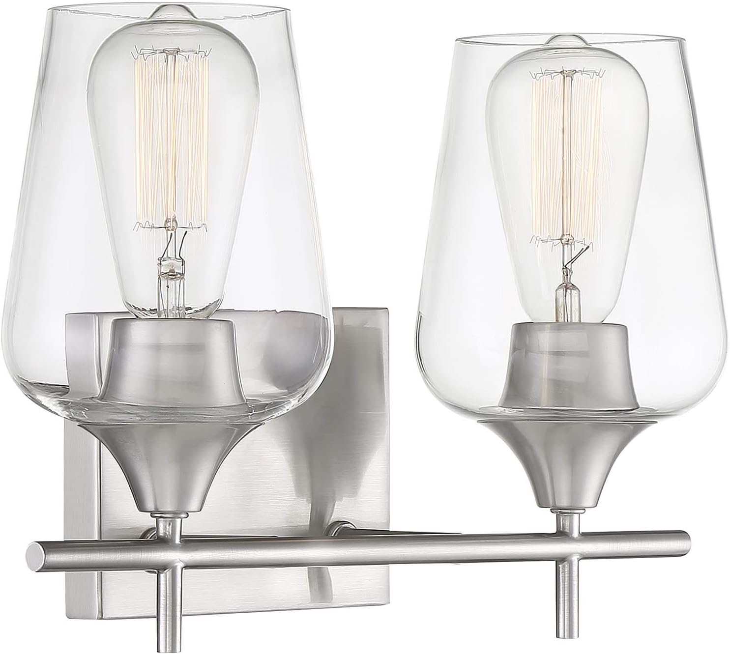 Savoy Essentials 8-4030-2-322 Octave Bohemian Clear Glass Bathroom Vanity Wall Light, 2-Light 120 Total Watts, 10' H x 14' W, Warm Brass